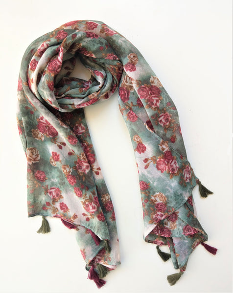 Red floral scarf