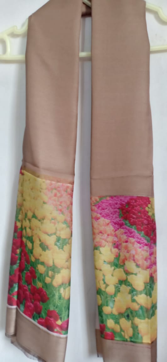 Sateen Scarf With Floral Print