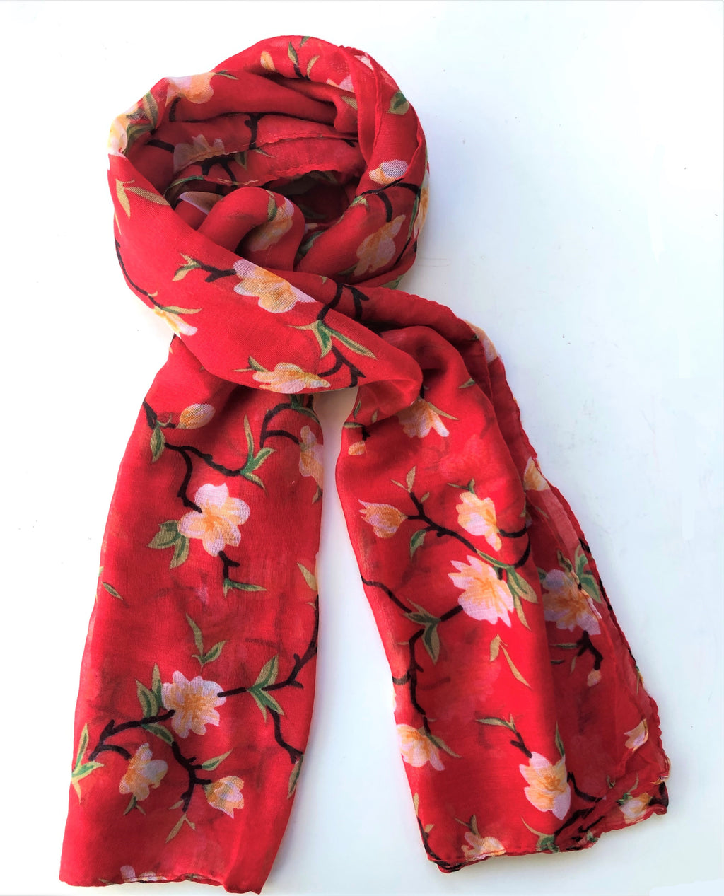 Red Floral Scarf